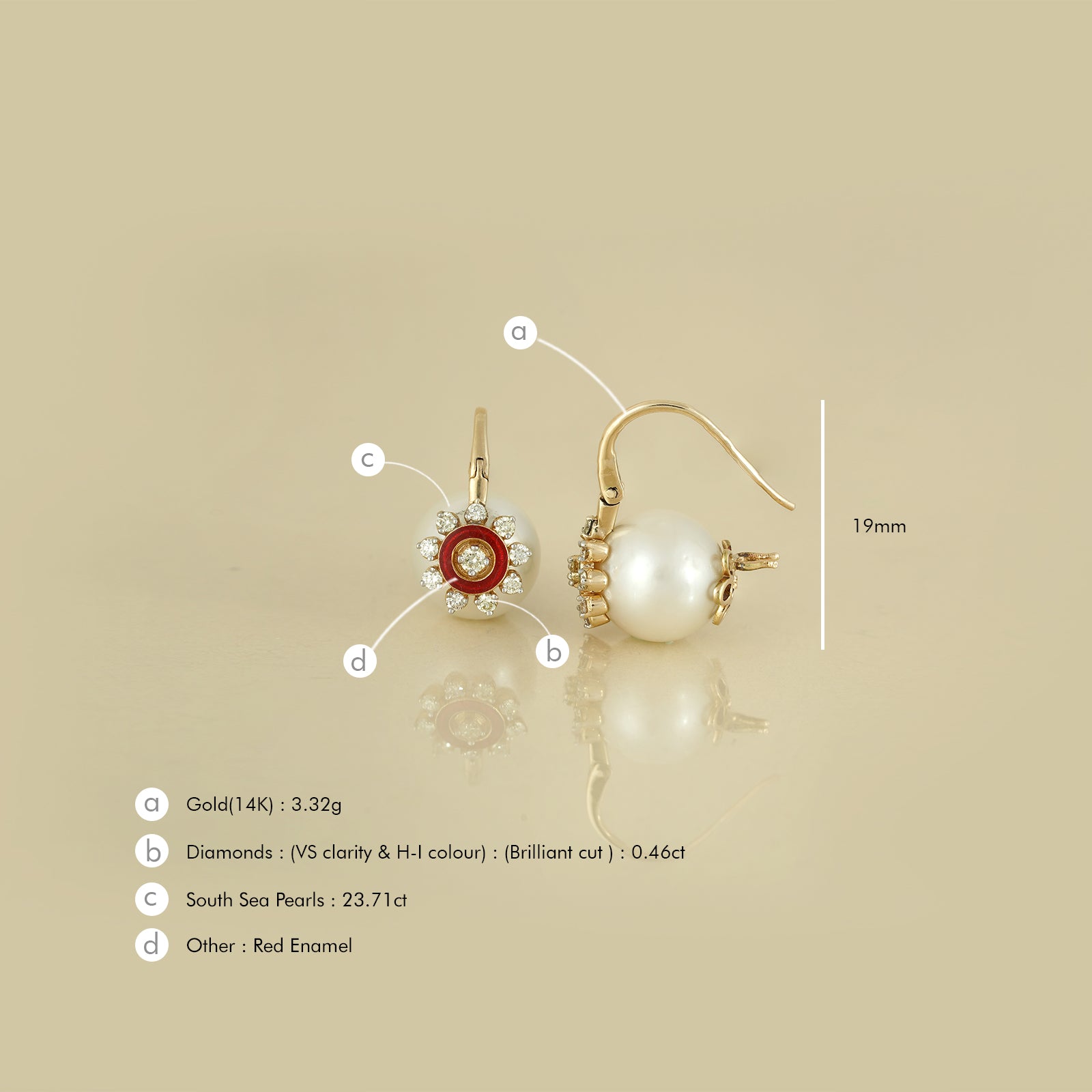 Camille Red Enamel Earrings