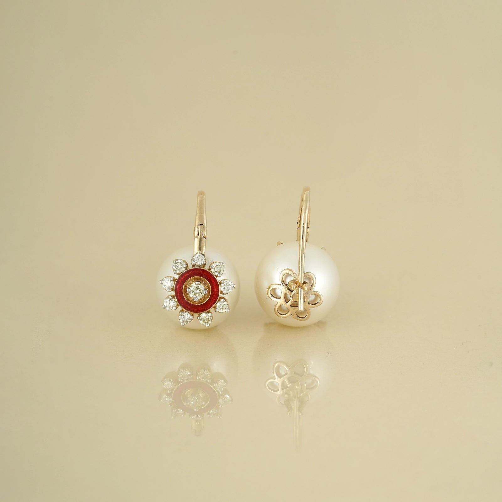Camille Red Enamel Earrings