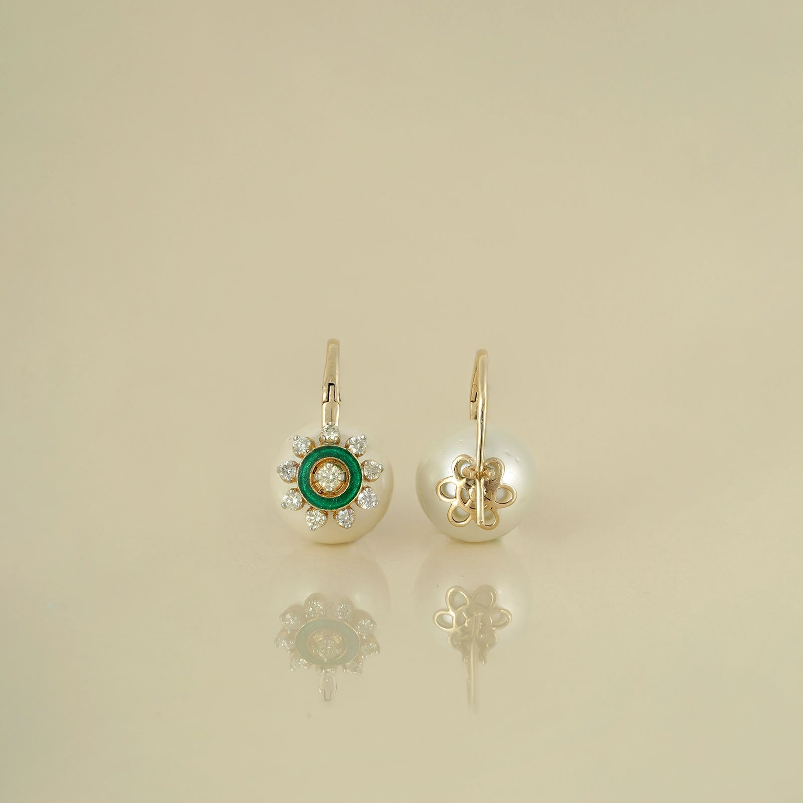 Camille Green Enamel Earrings