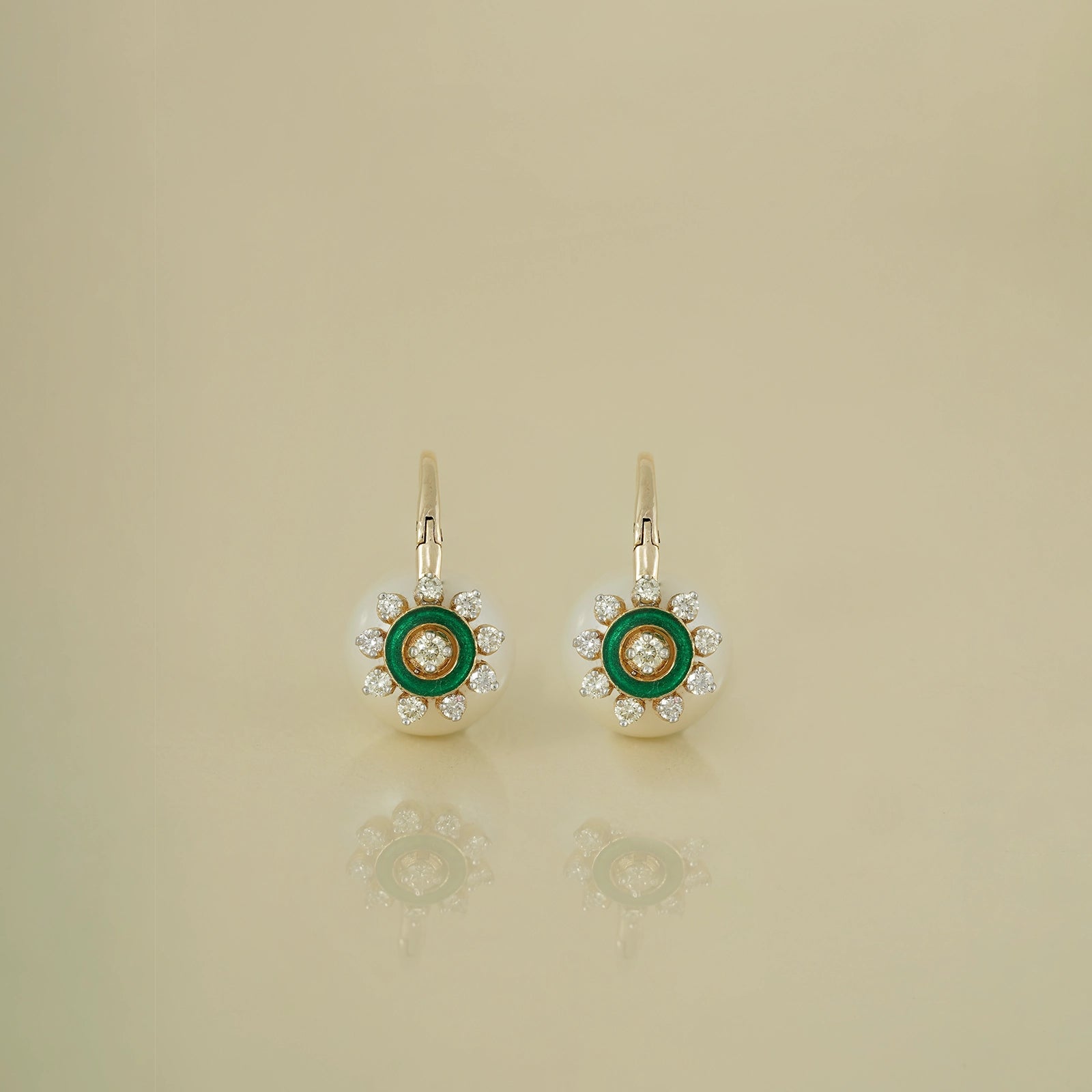 Camille Green Enamel Earrings