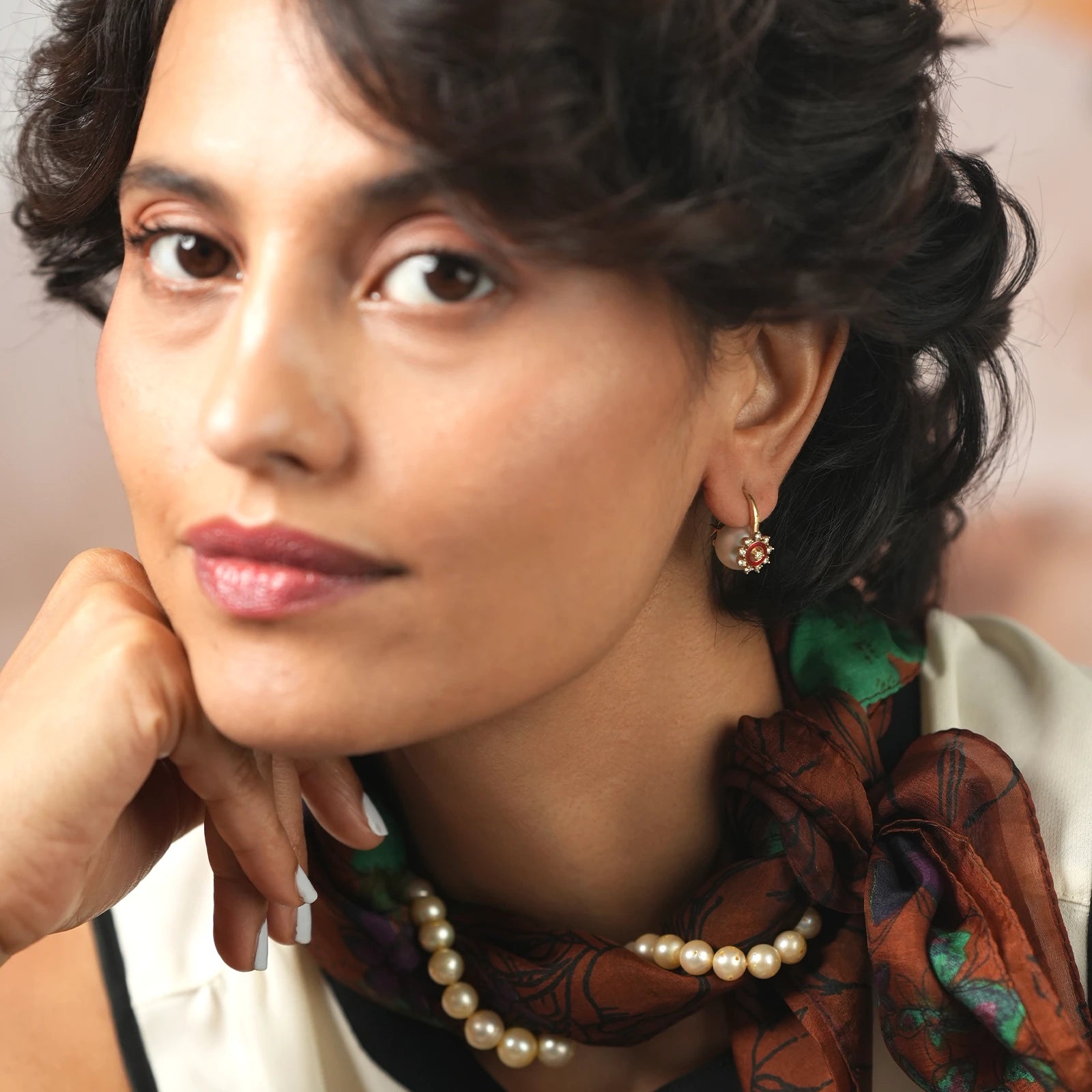 Camille Red Enamel Earrings