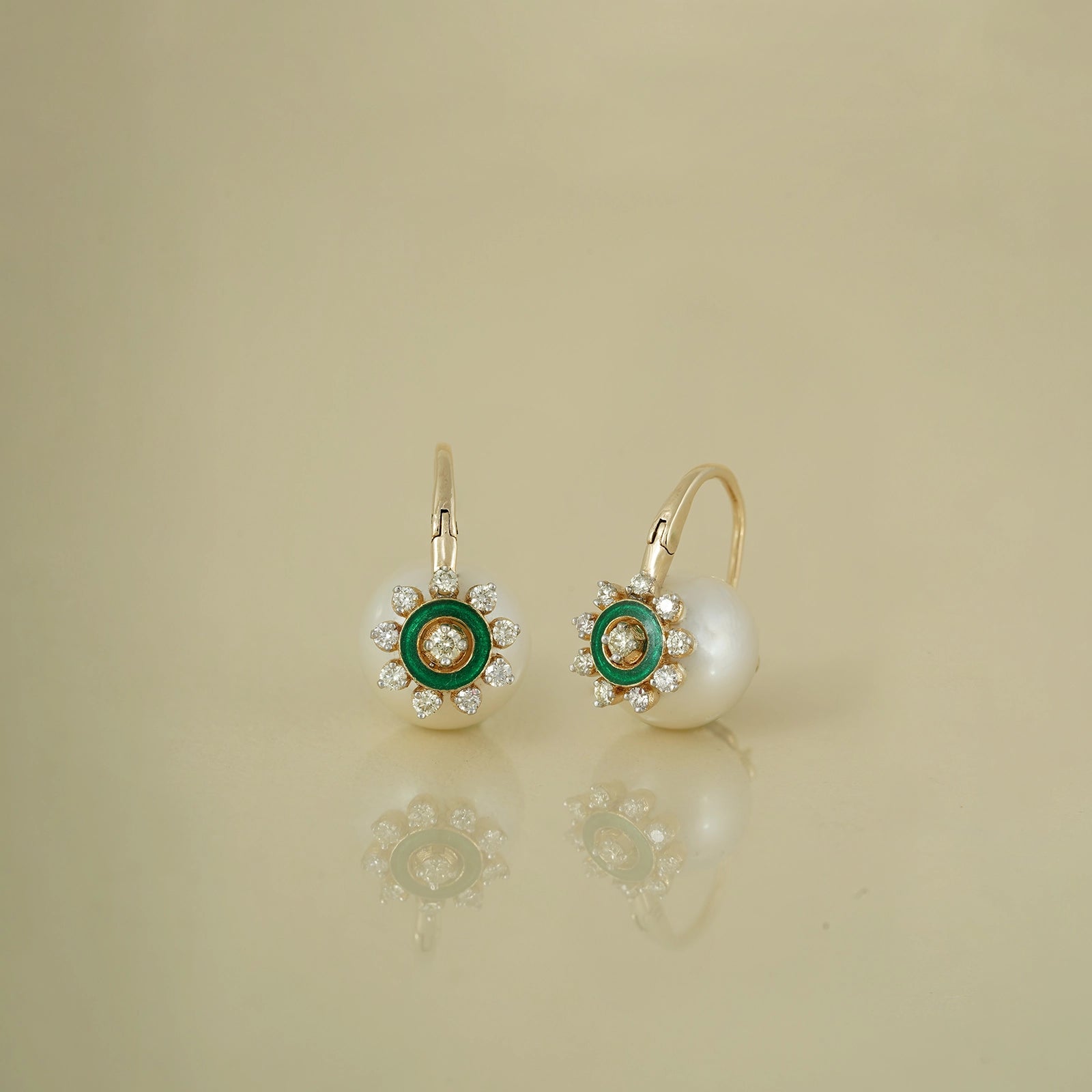 Camille Green Enamel Earrings