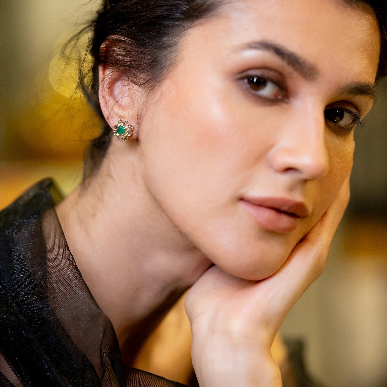 Julia Emerald Ear Studs