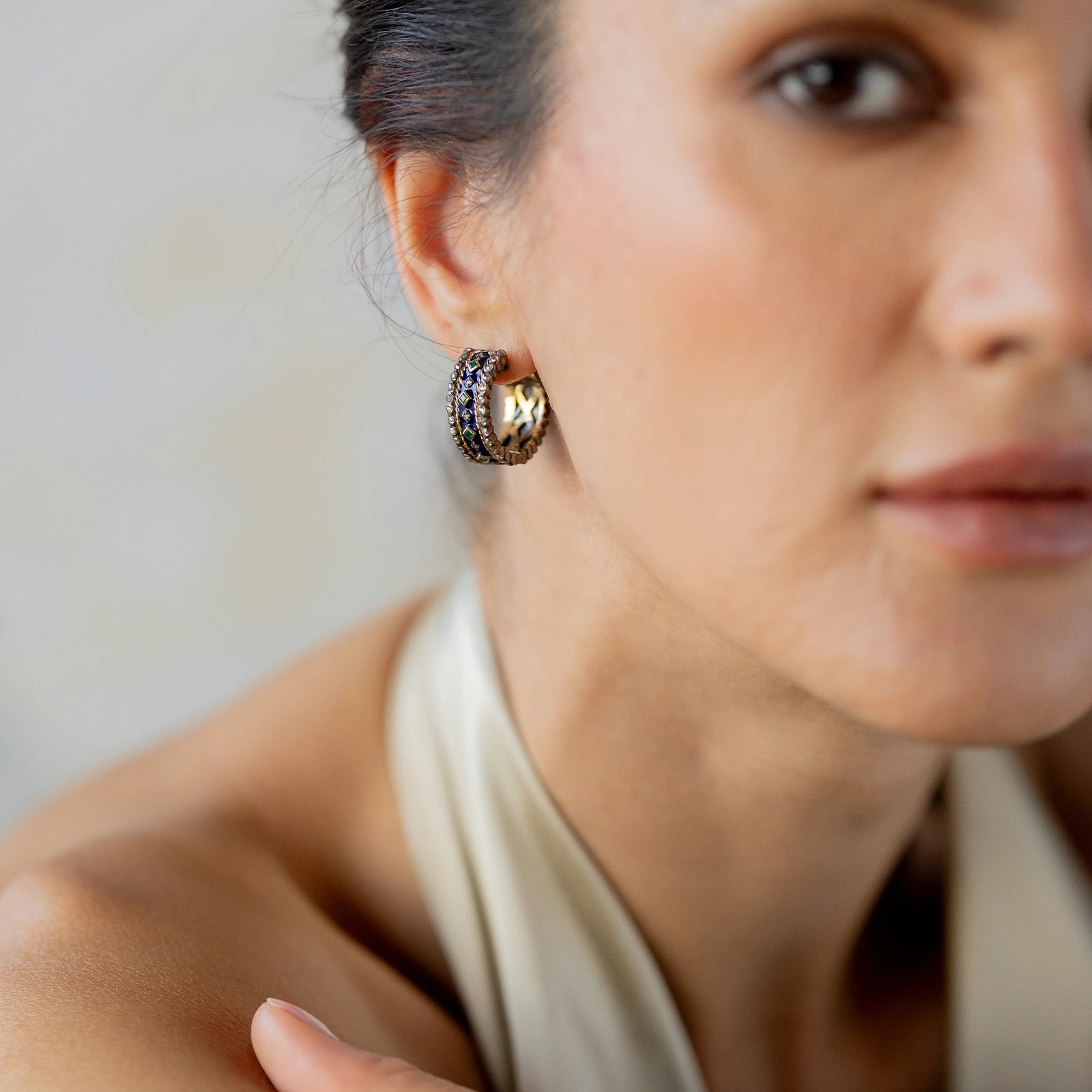 Pavia Cobalt Blue Mini Hoops
