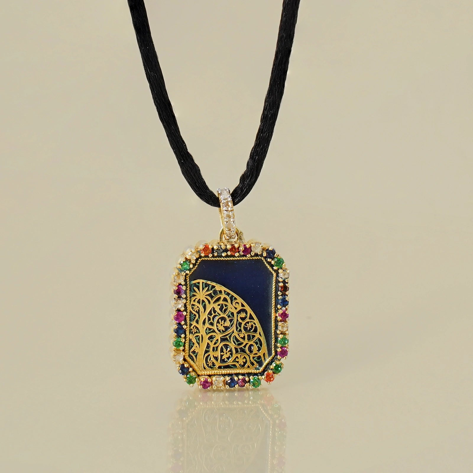 Tree of Life Pendant in cobalt blue