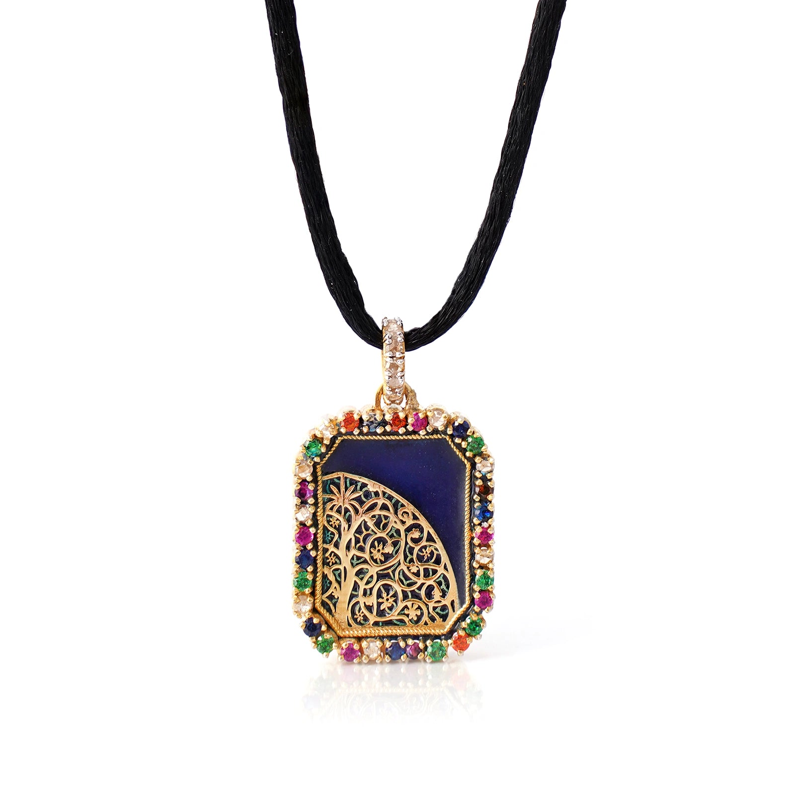 Tree of Life Pendant in cobalt blue