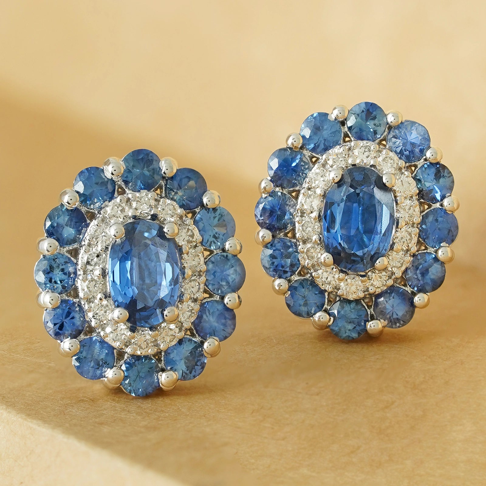 Azure Gold Diamond and Blue Sapphire Ear Studs Vibe with MOI