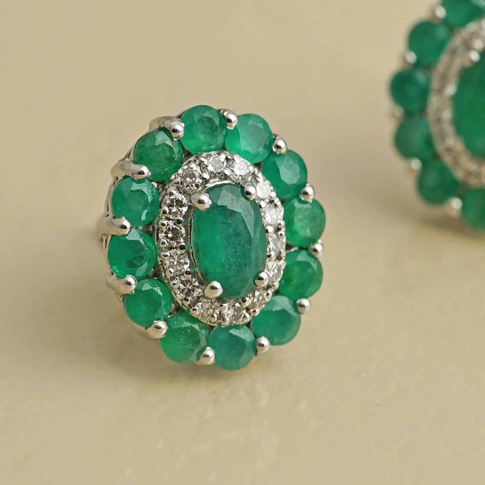 Azure Emerald Ear Studs