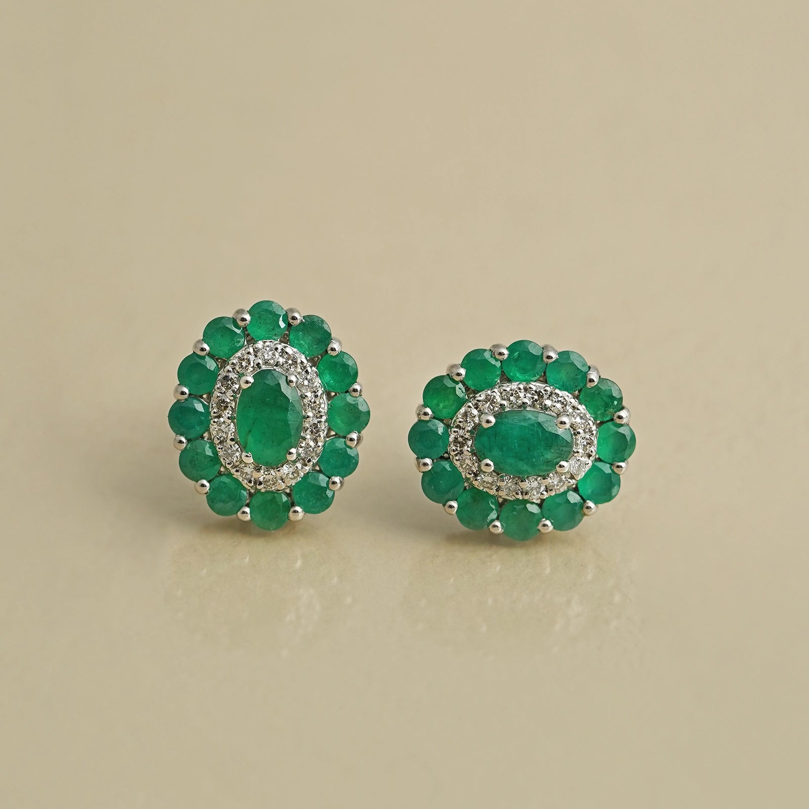 Azure Emerald Ear Studs
