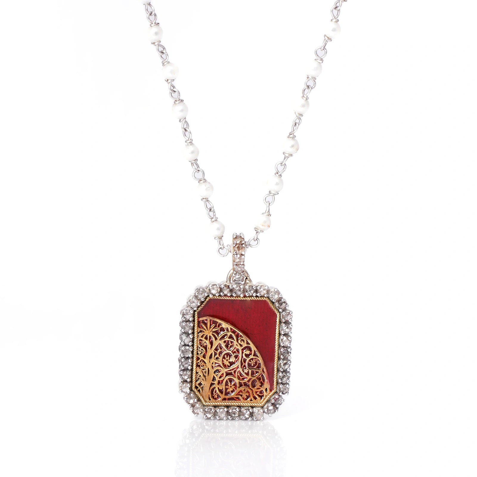 Tree of life pendant in crimson red
