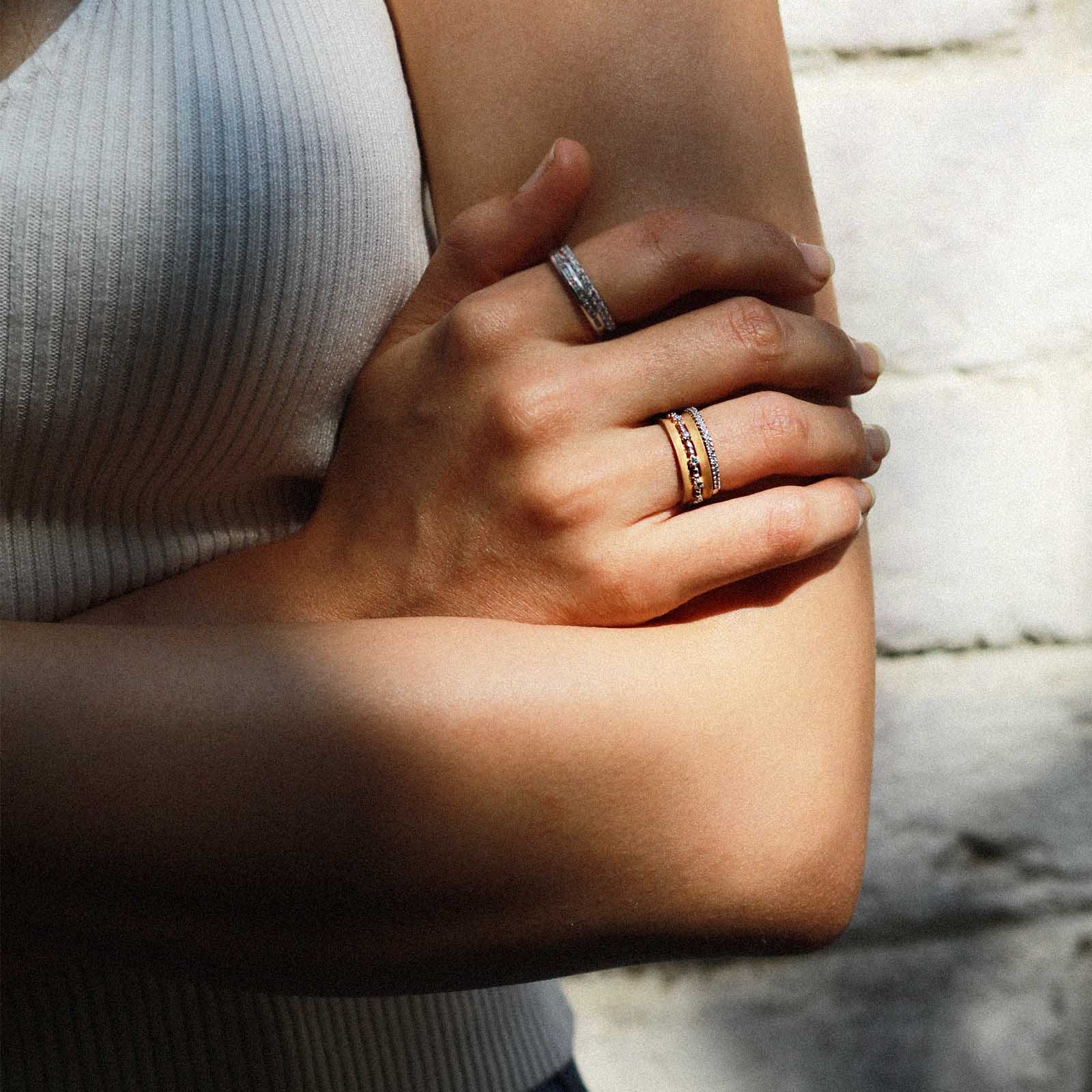 Gold and Diamond Band Ring