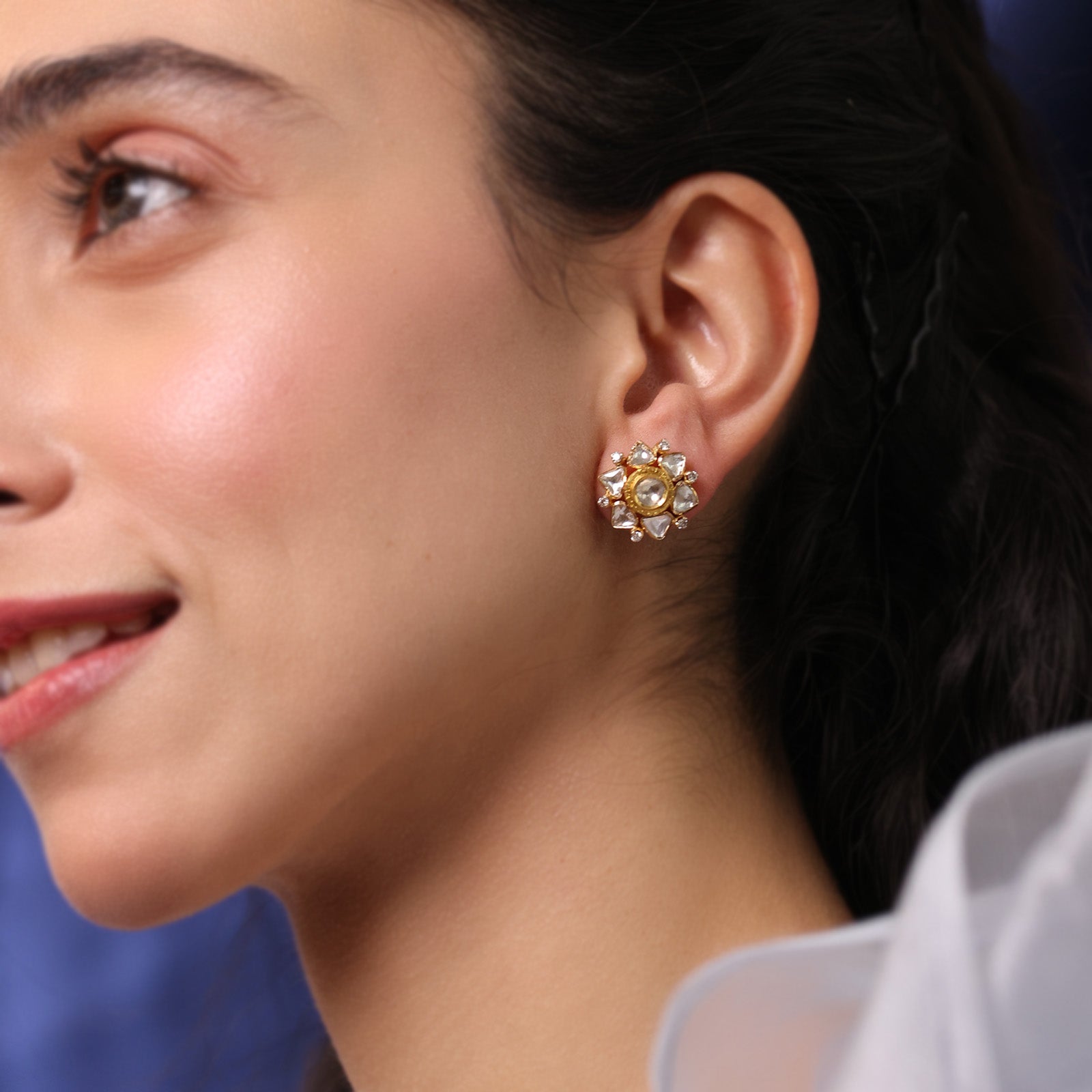 Gold and Diamond Ear Studs
