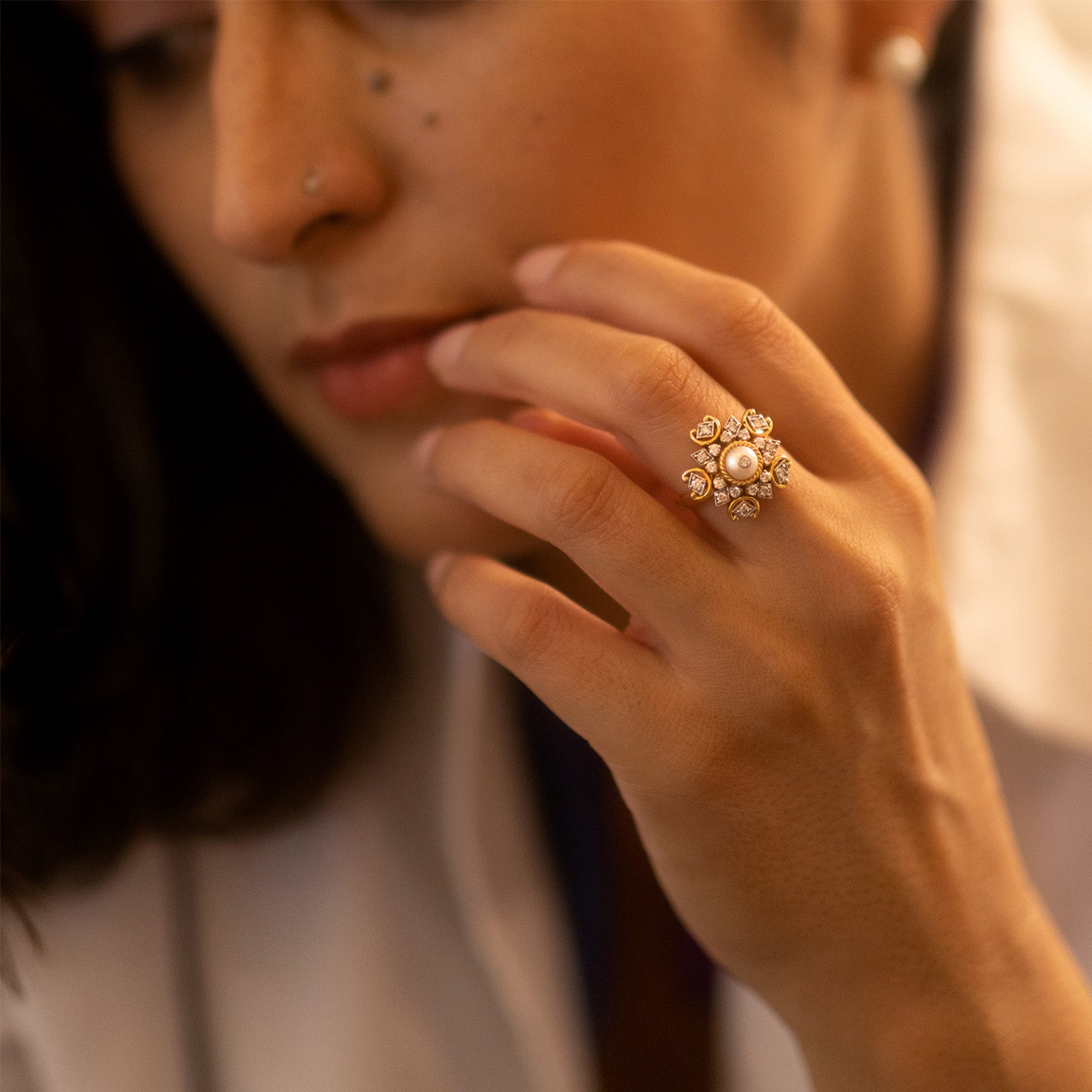 Diamond and Pearl Ring