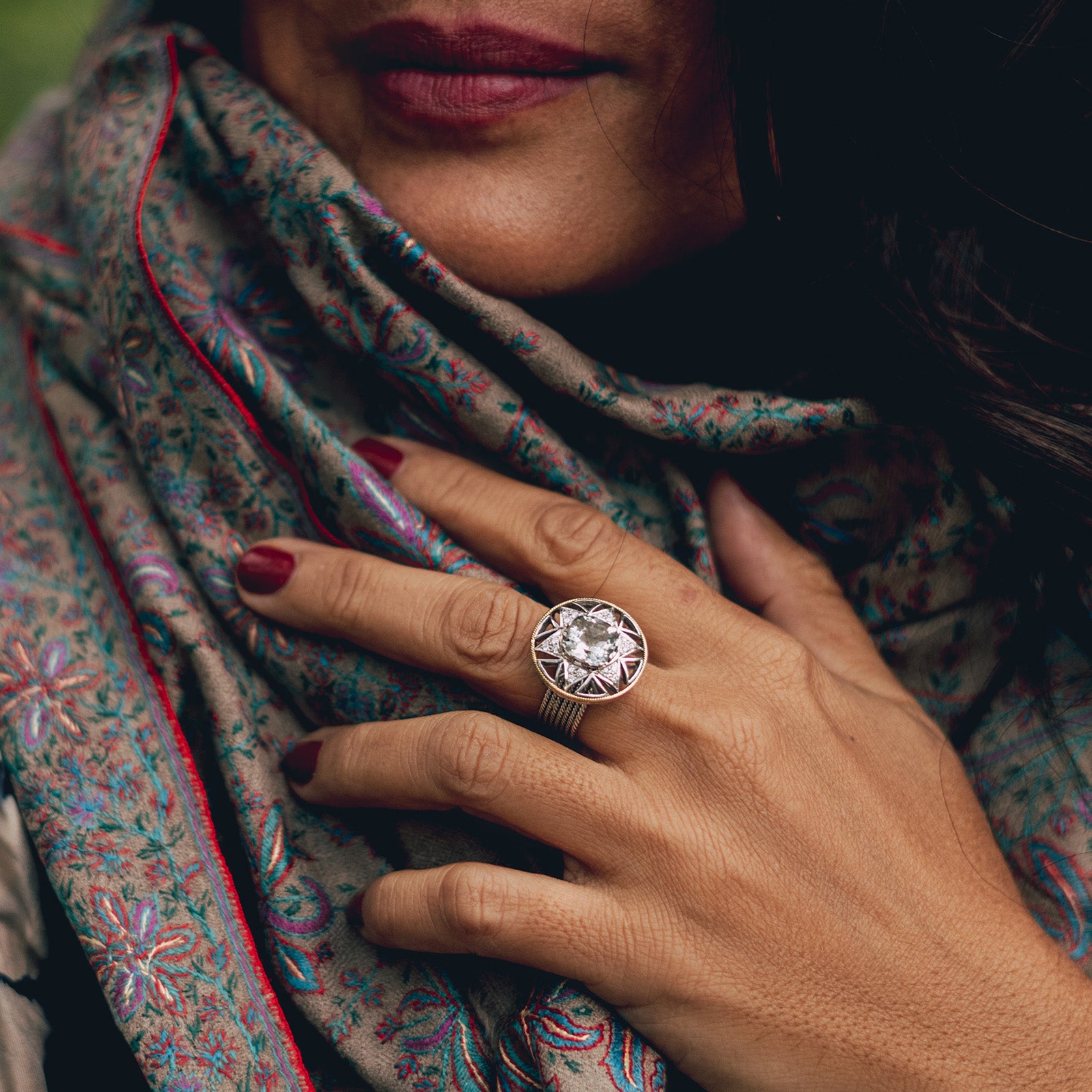Gold Amethyst and Diamond Ring