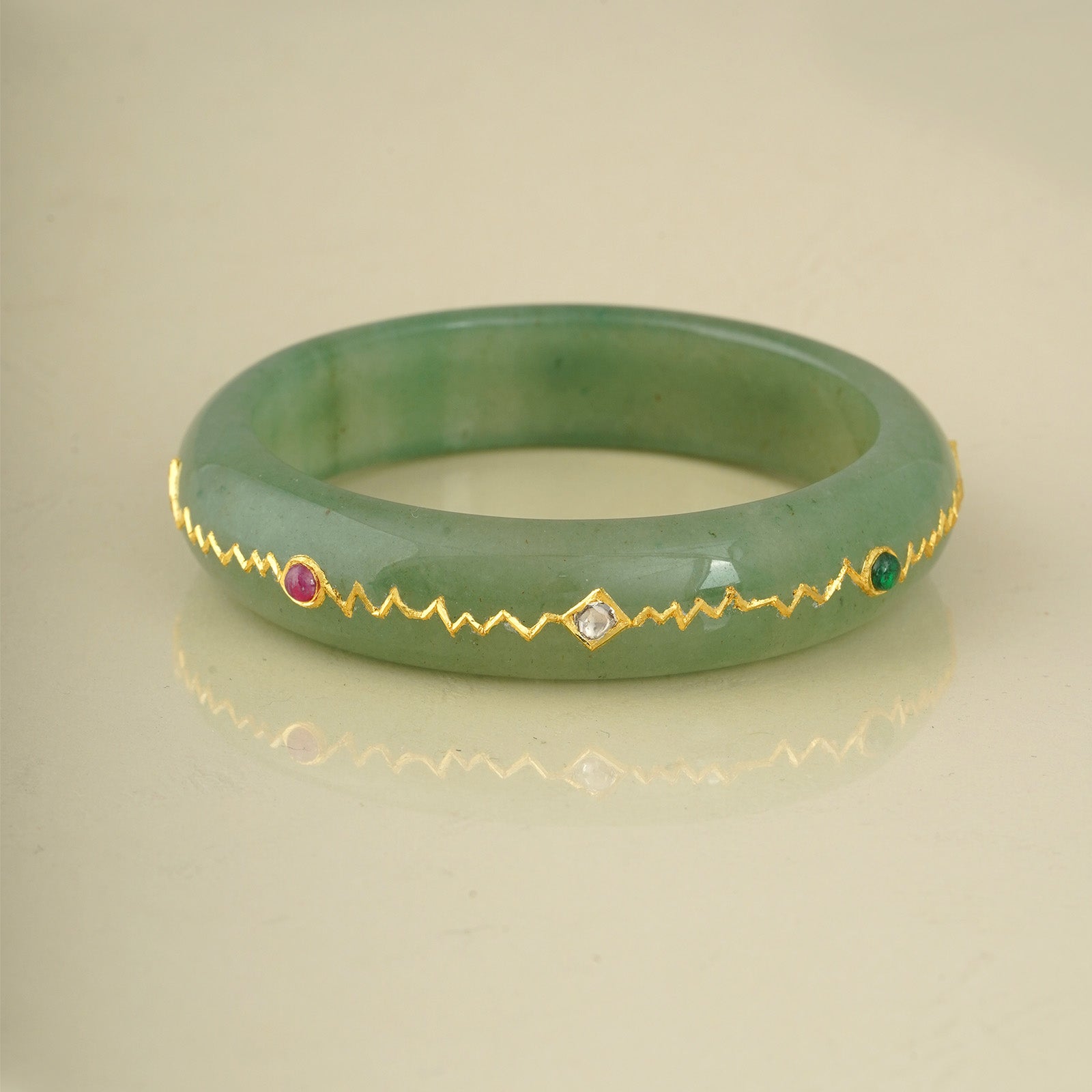 Elements of Life Gold and Uncut Diamond  Bangle
