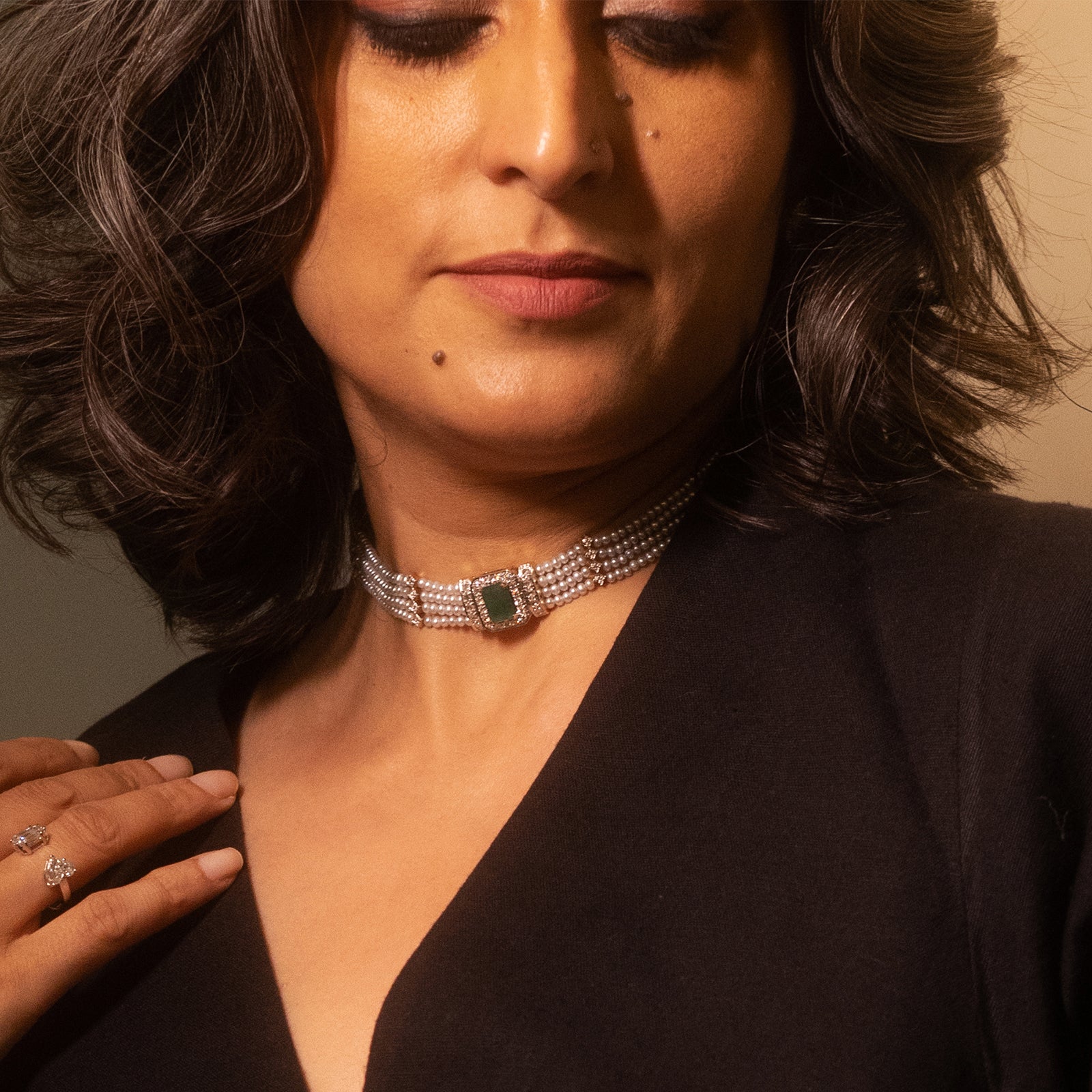 Emerald and Pearl Choker Necklace