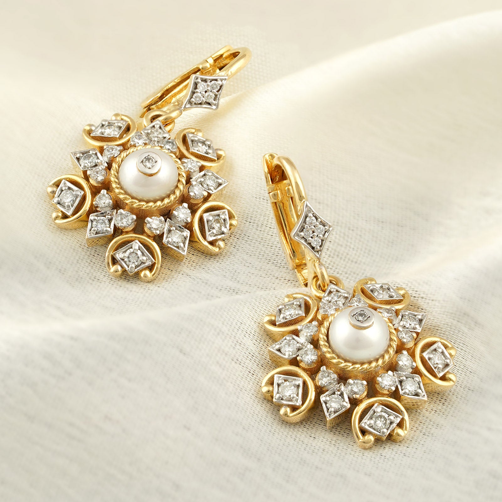 Diamond and pearl earrings designs Clearance