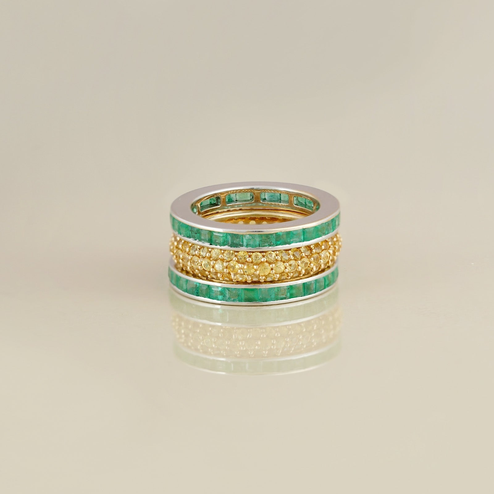 Mila Emerald & Yellow Sapphire Ring set