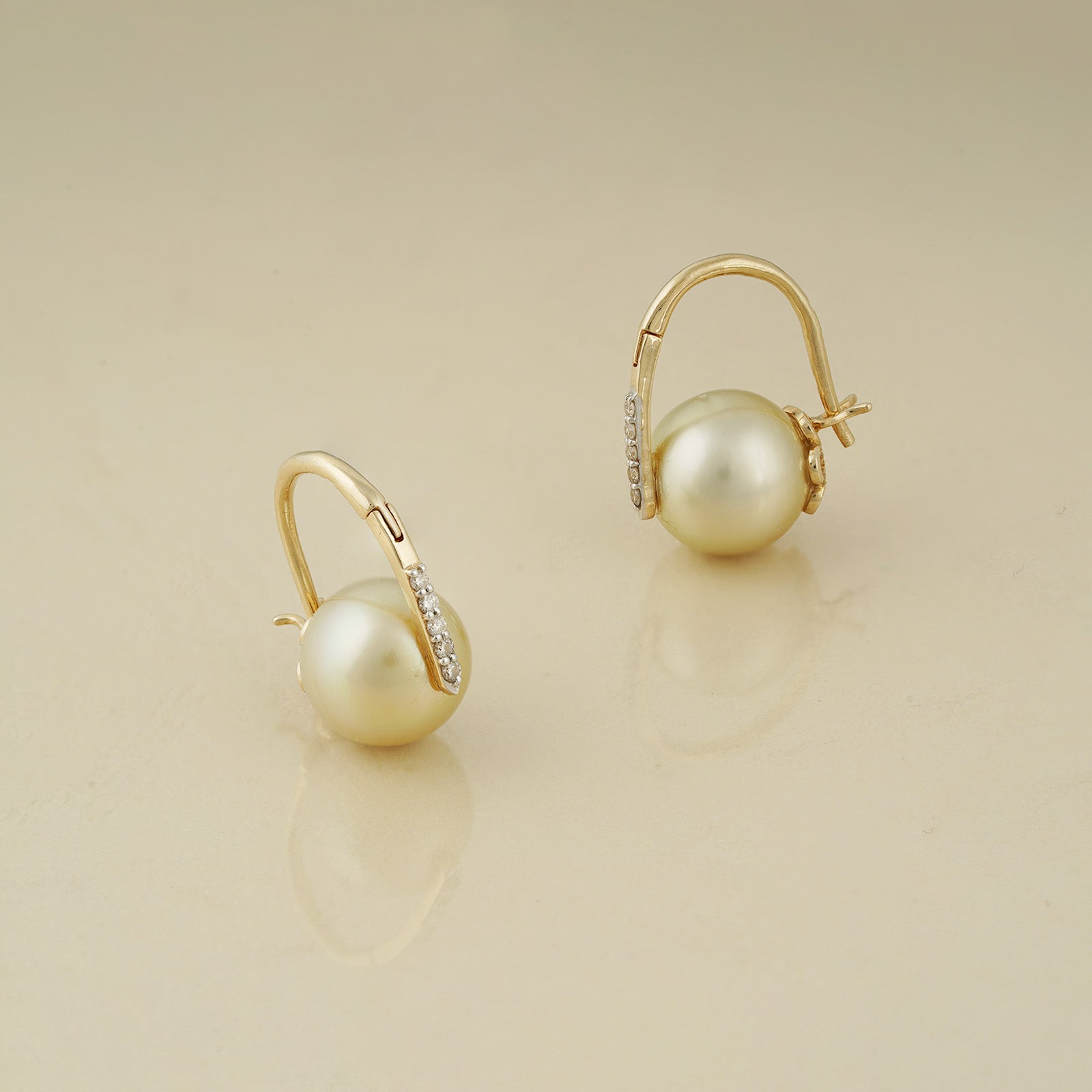 Pearl Diamond and Gold Earrings