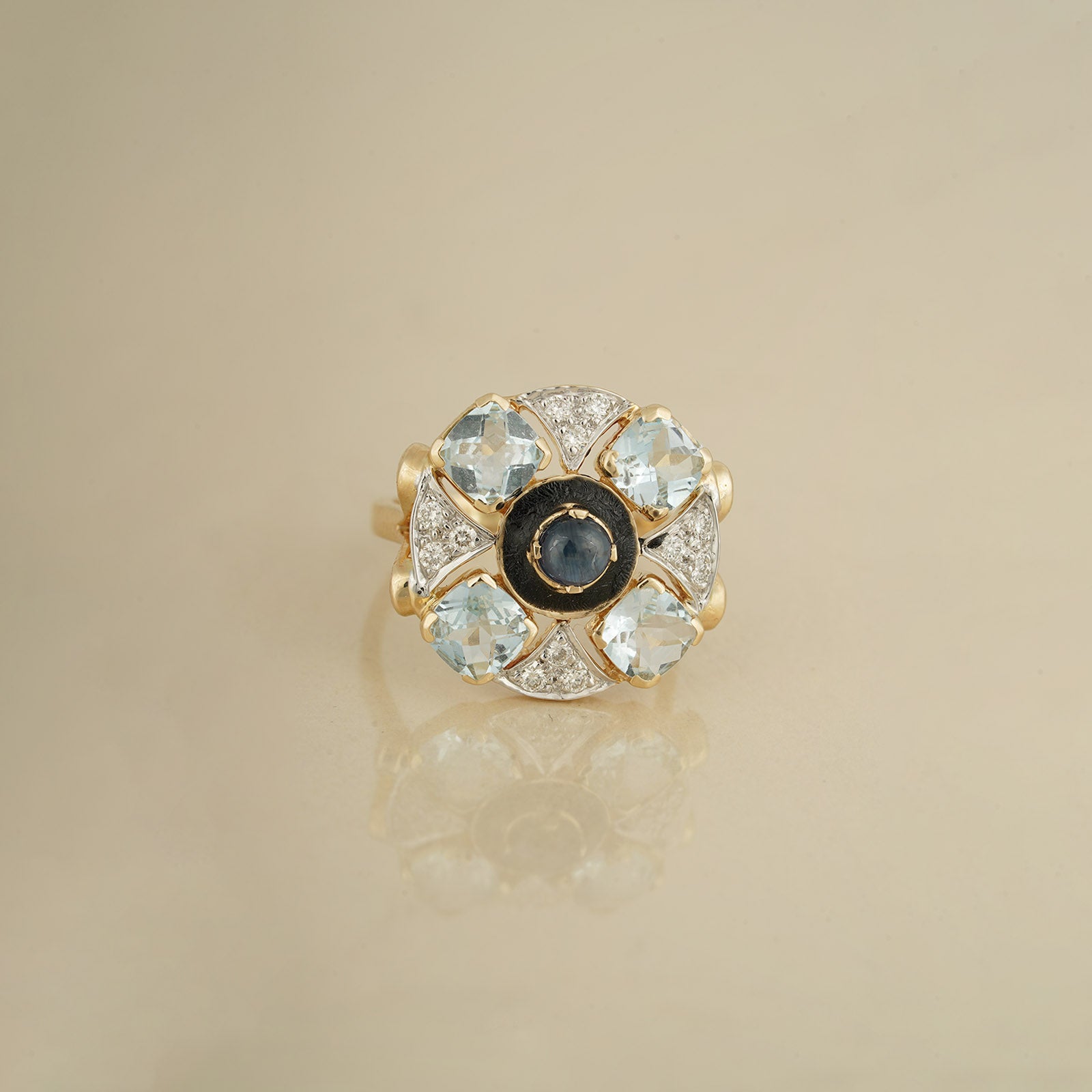 Blue Sapphire and Diamond Ring