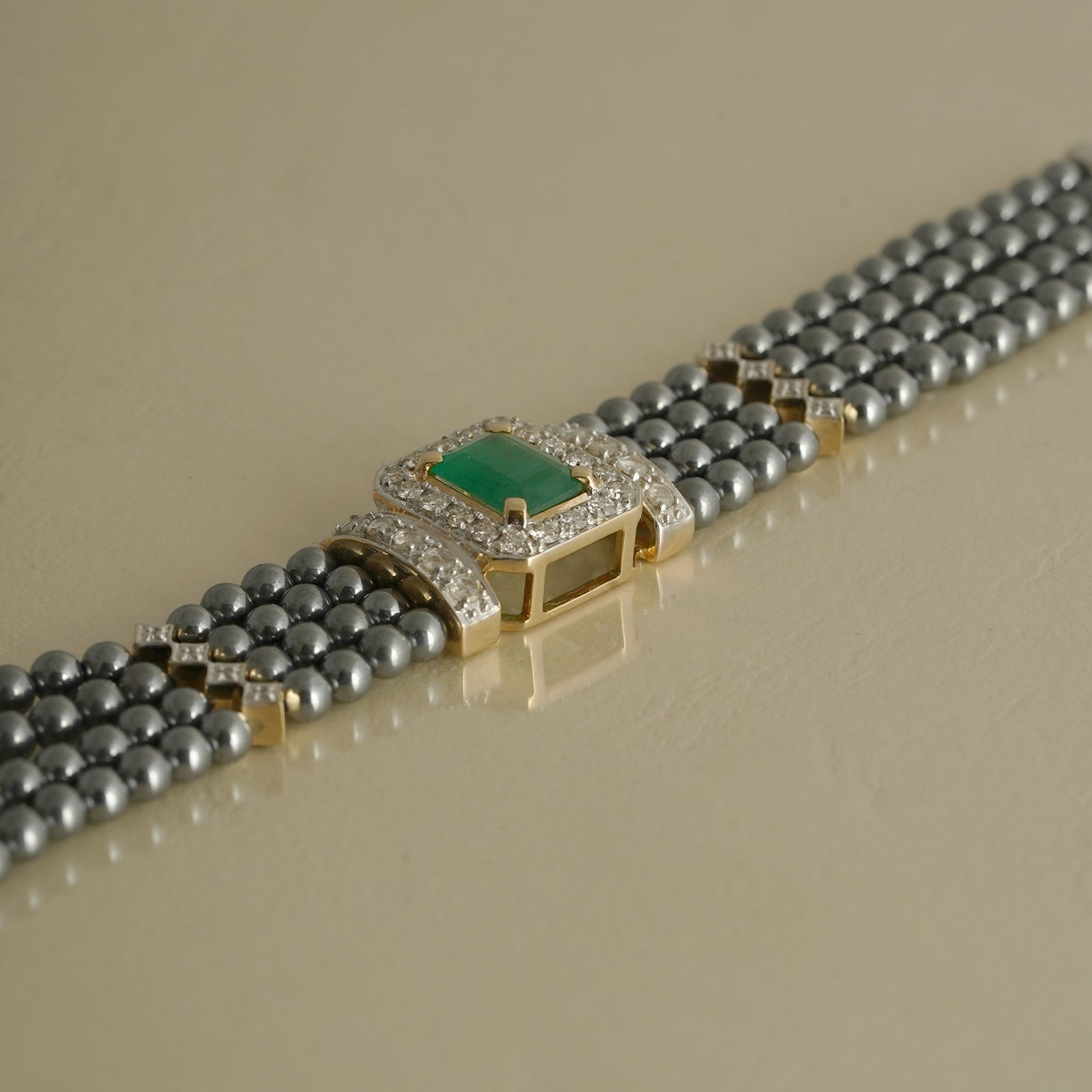 Pearl Diamond and Emerald Bracelet