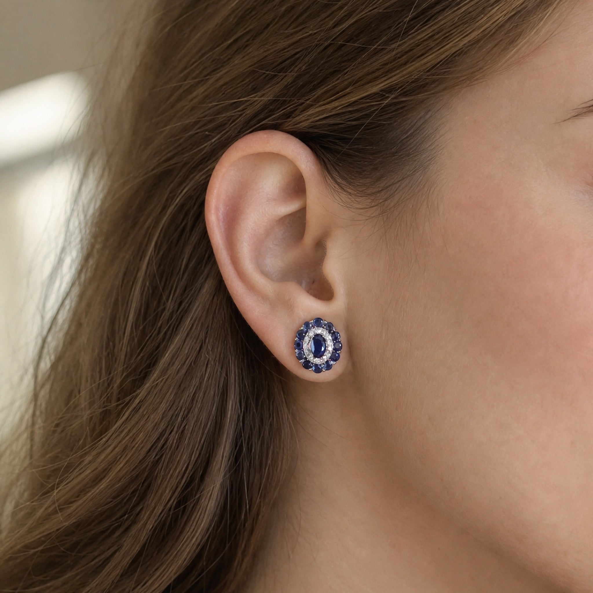 Azure Sapphire Ear Studs