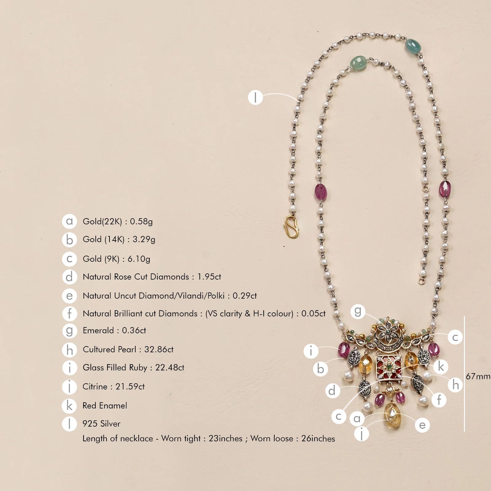 Arya Scarlette Brooch and Necklace
