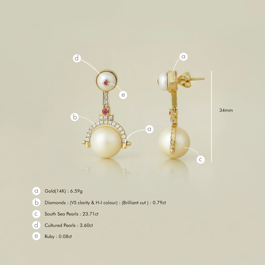 Debbie South Sea Pearl Mini Drop Earrings