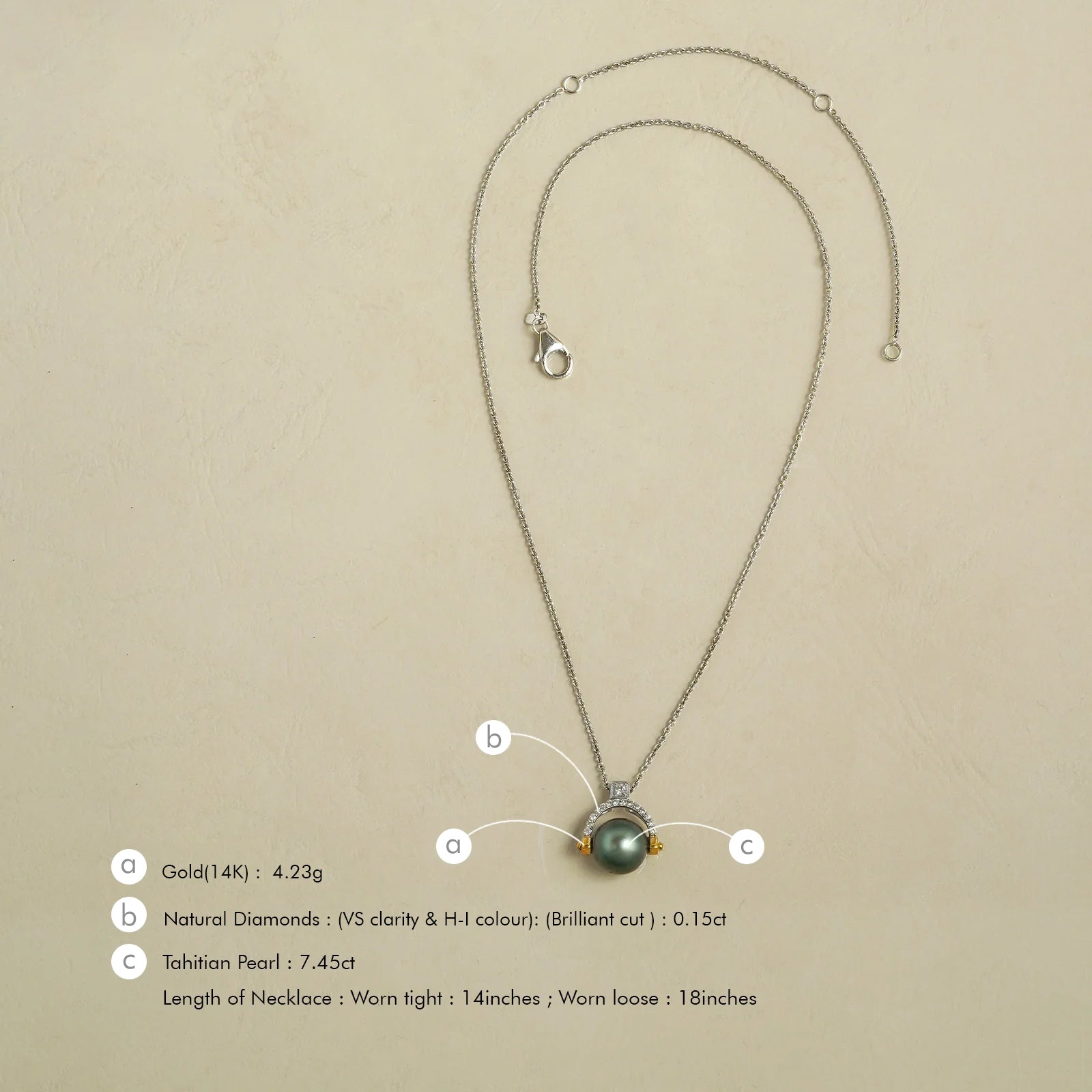 Grace Kelly Tahitian Pearl Pendant Necklace