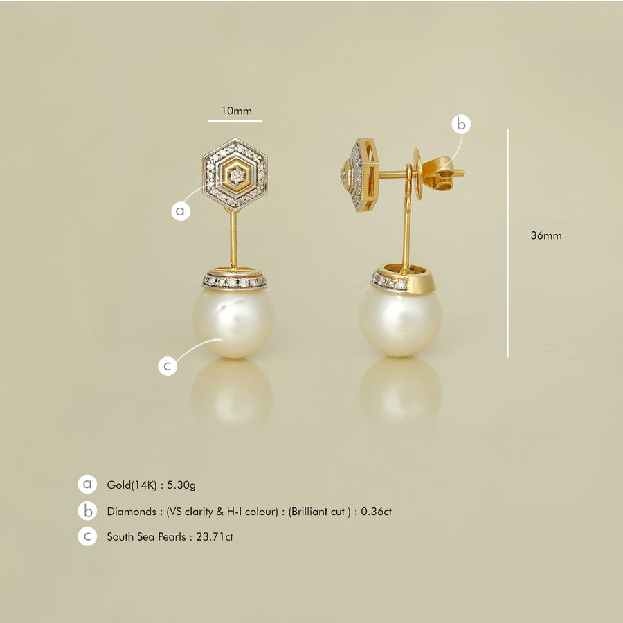 Hexa South Sea Pearl Earrings