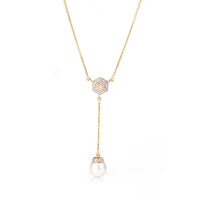 Hexa Gold Diamond and South Sea Pearl Lariat Necklace – Vibe