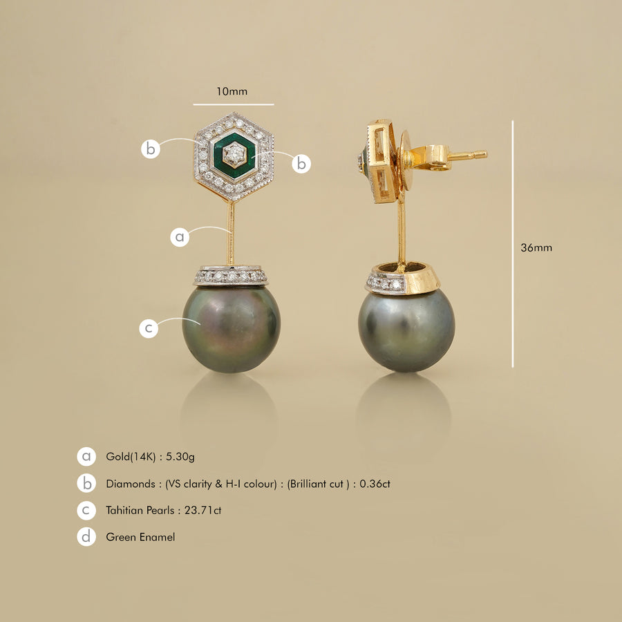 Hexa Tahitian Pearl Earrings