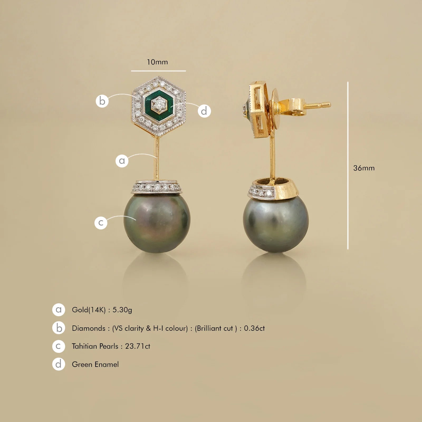 Hexa Tahitian Pearl Earrings