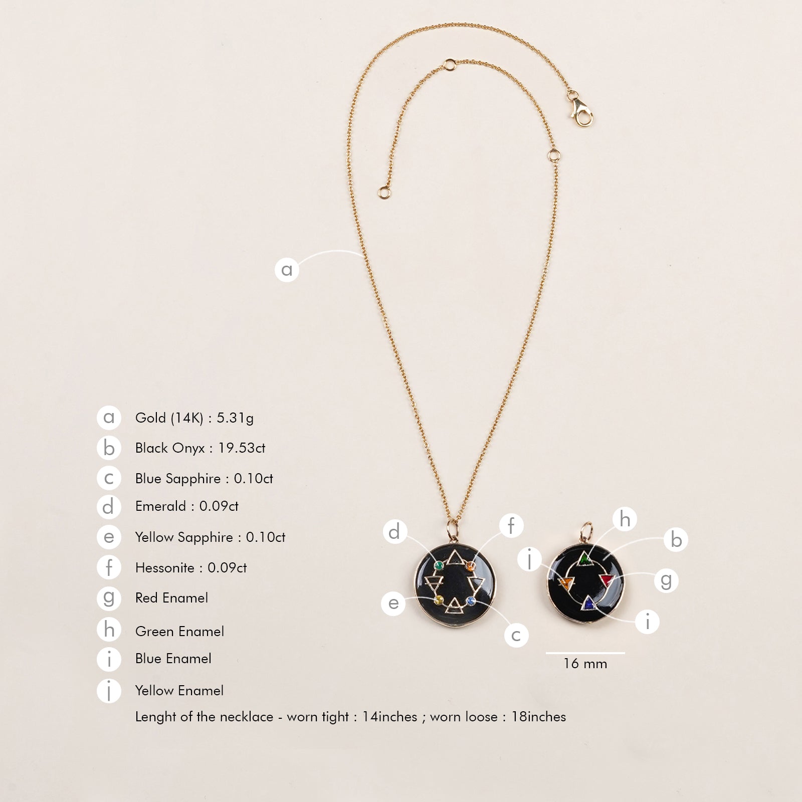 Maya Elements of Life Onyx Pendant Necklace