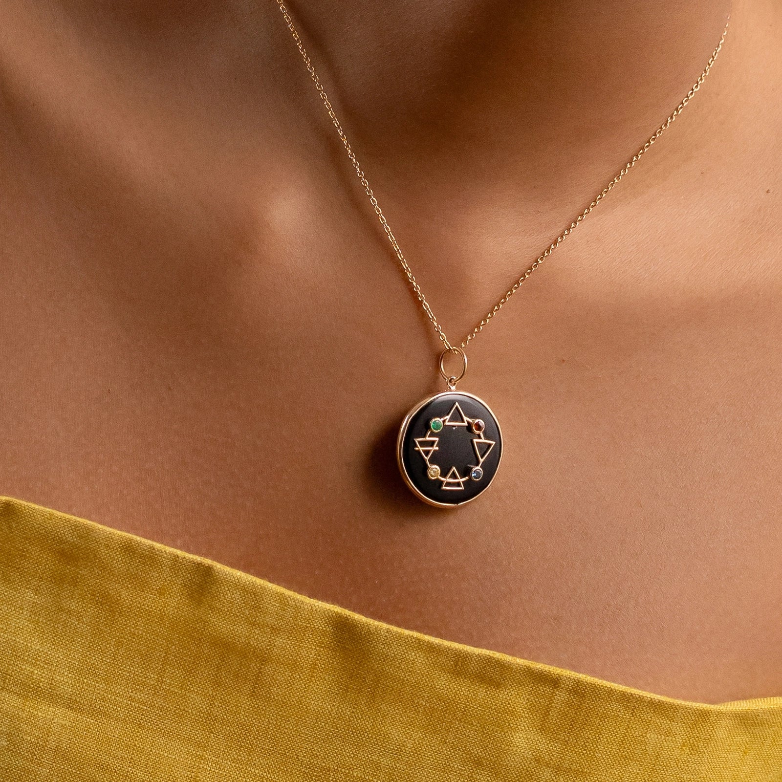 Maya Elements of Life Onyx Pendant Necklace