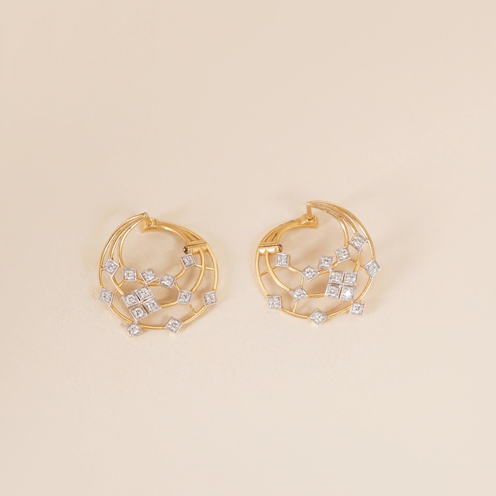 14K Gold and diamond Michelle hoop Earrings