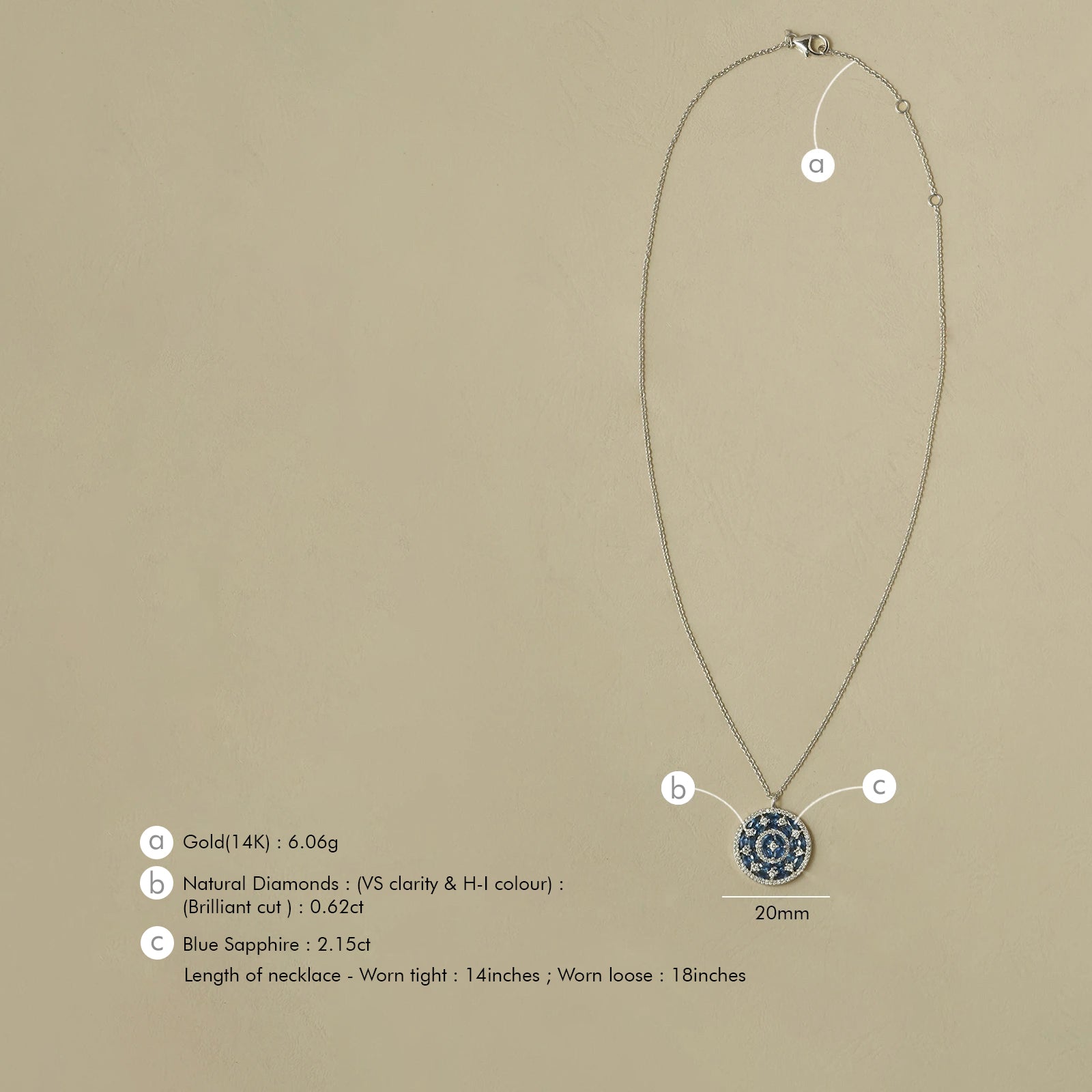 Phoebe Blue Sapphire Pendant Necklace