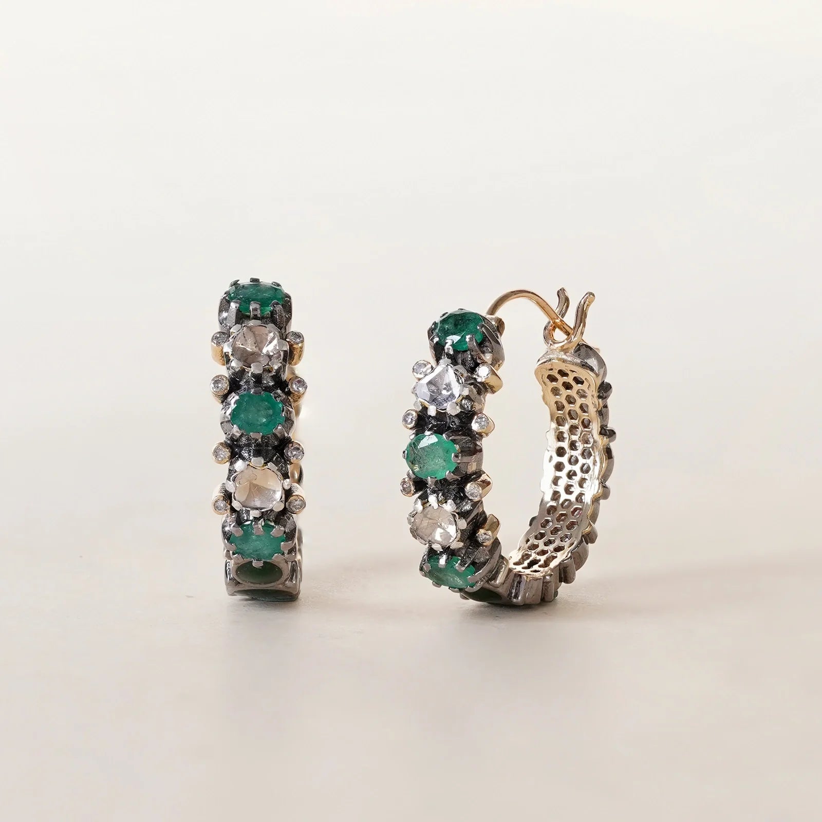 Rumi Emerald Hoop Earrings