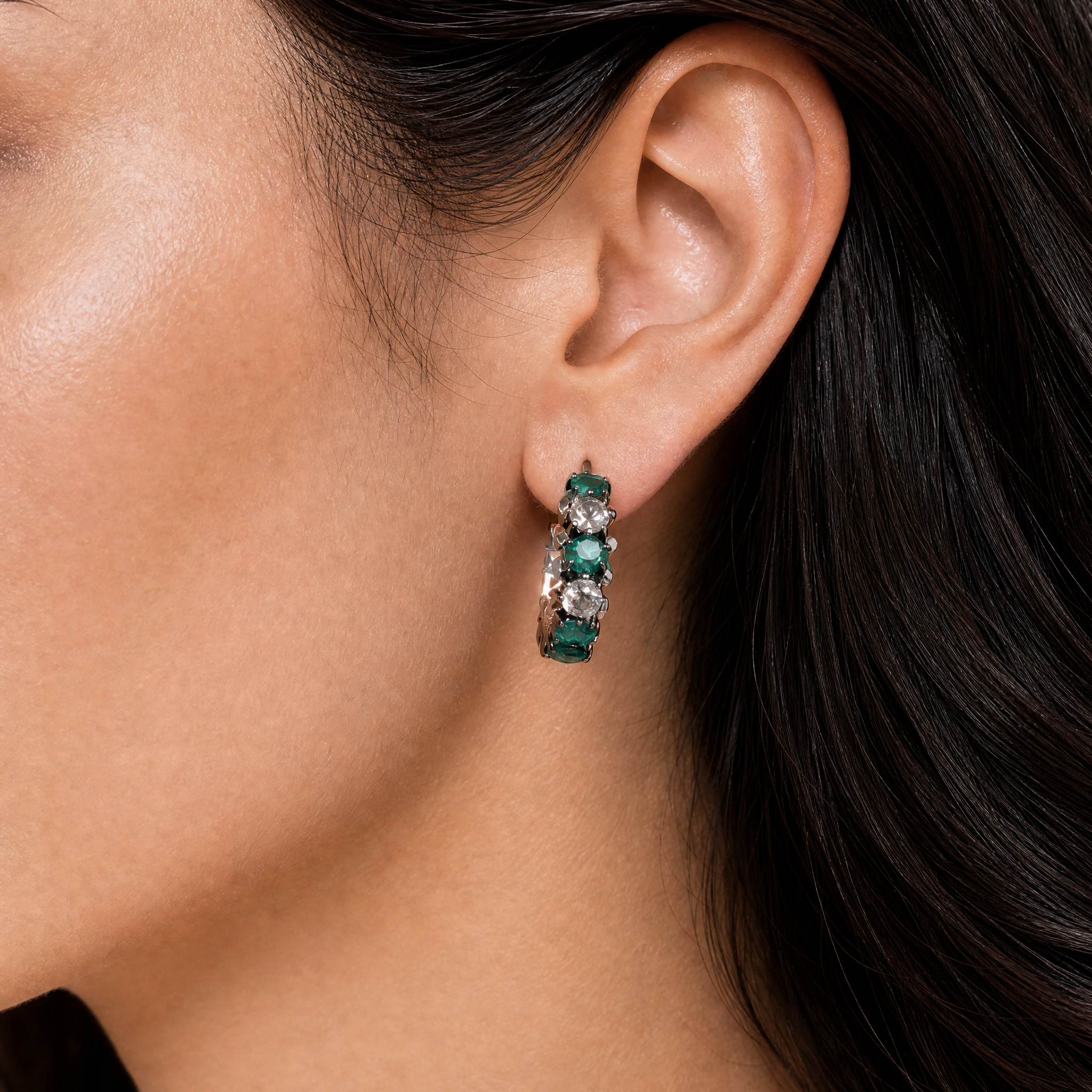 Rumi Emerald Hoop Earrings