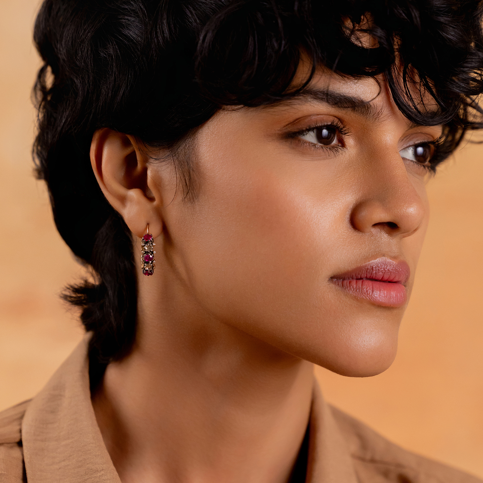 Rumi Ruby Hoop Earrings