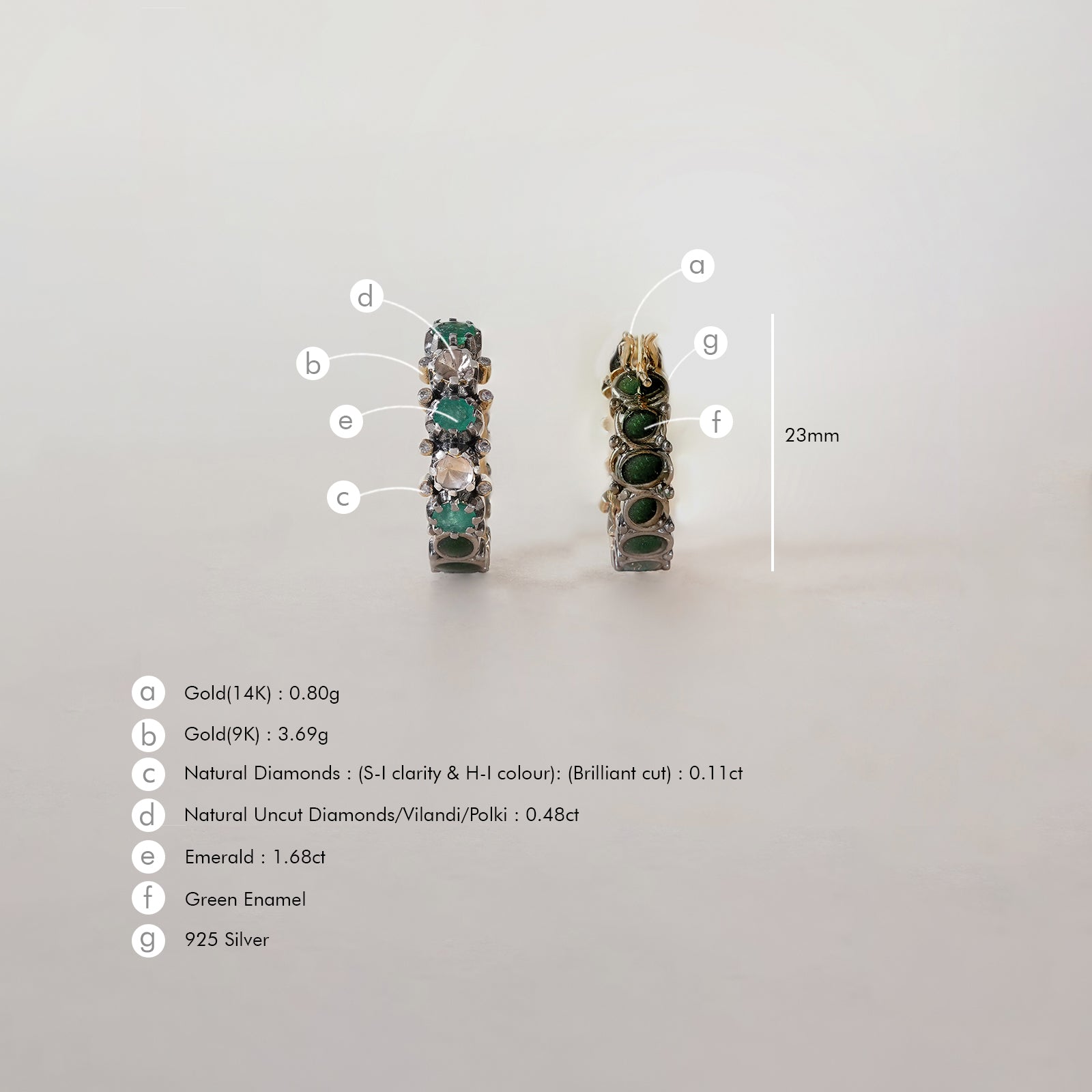 Rumi Emerald Hoop Earrings