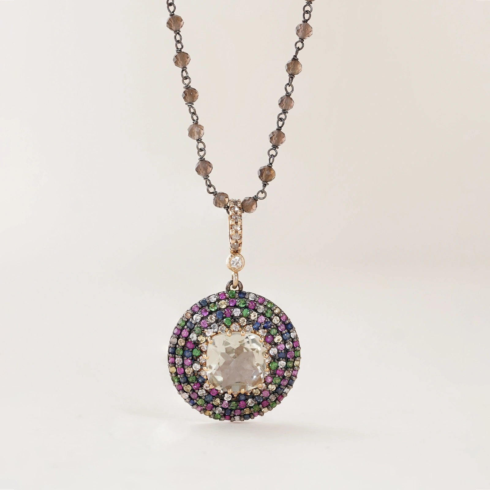 Felix sapphire and amethyst micro-pavé orchid Pendant Necklace