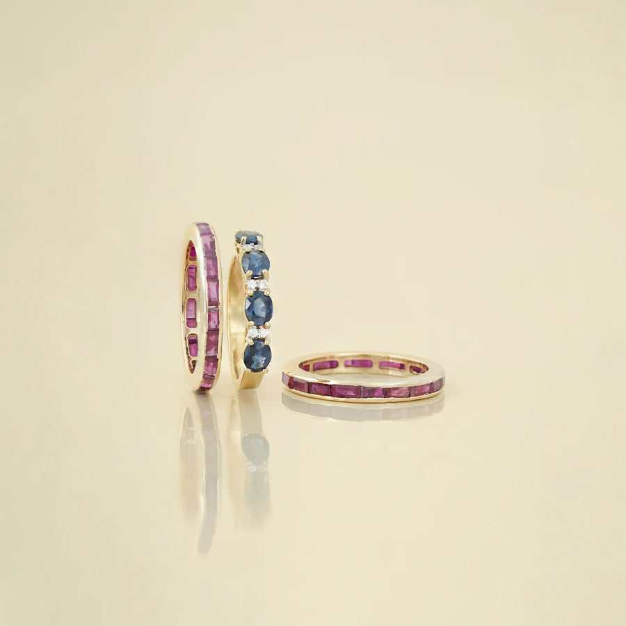 Jessica Blue Sapphire & Ruby Ring Set