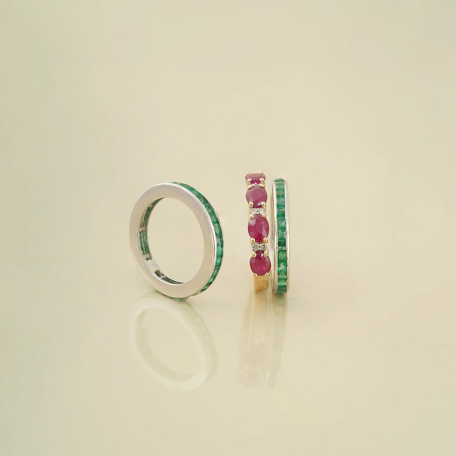 Jessica Ruby & Emerald Ring Set