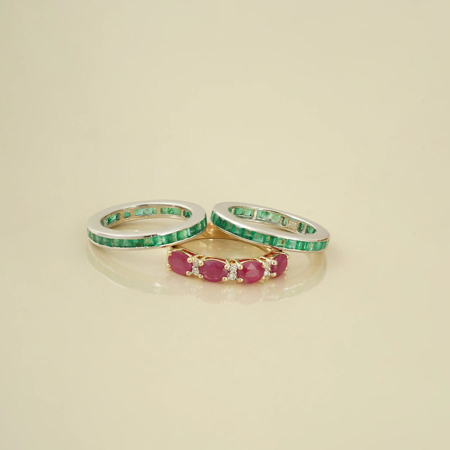 Jessica Ruby & Emerald Ring Set