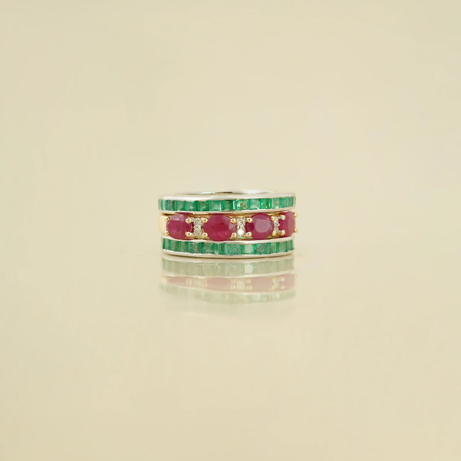 Jessica Ruby & Emerald Ring Set