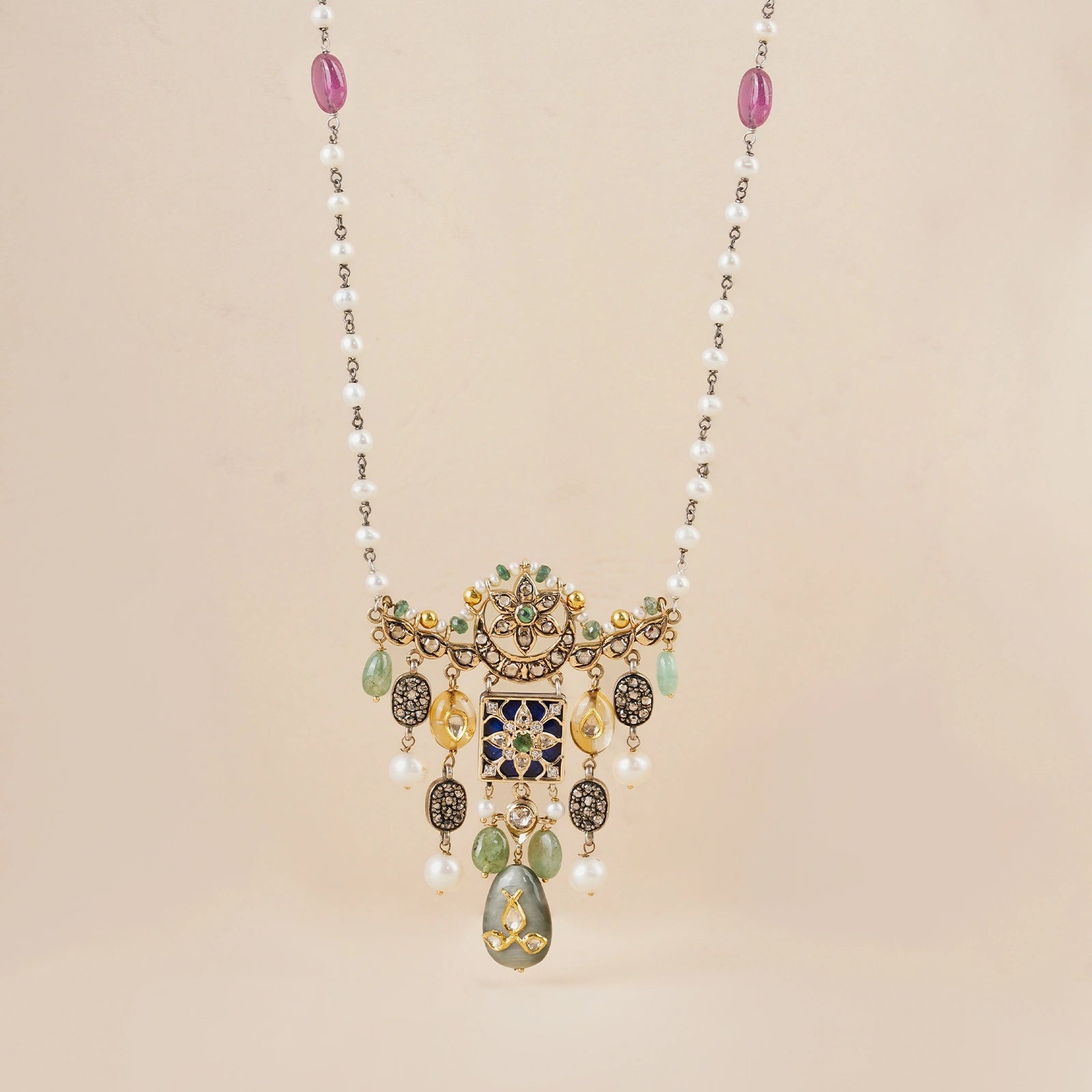 Arya Cobalt Blue Brooch and Necklace