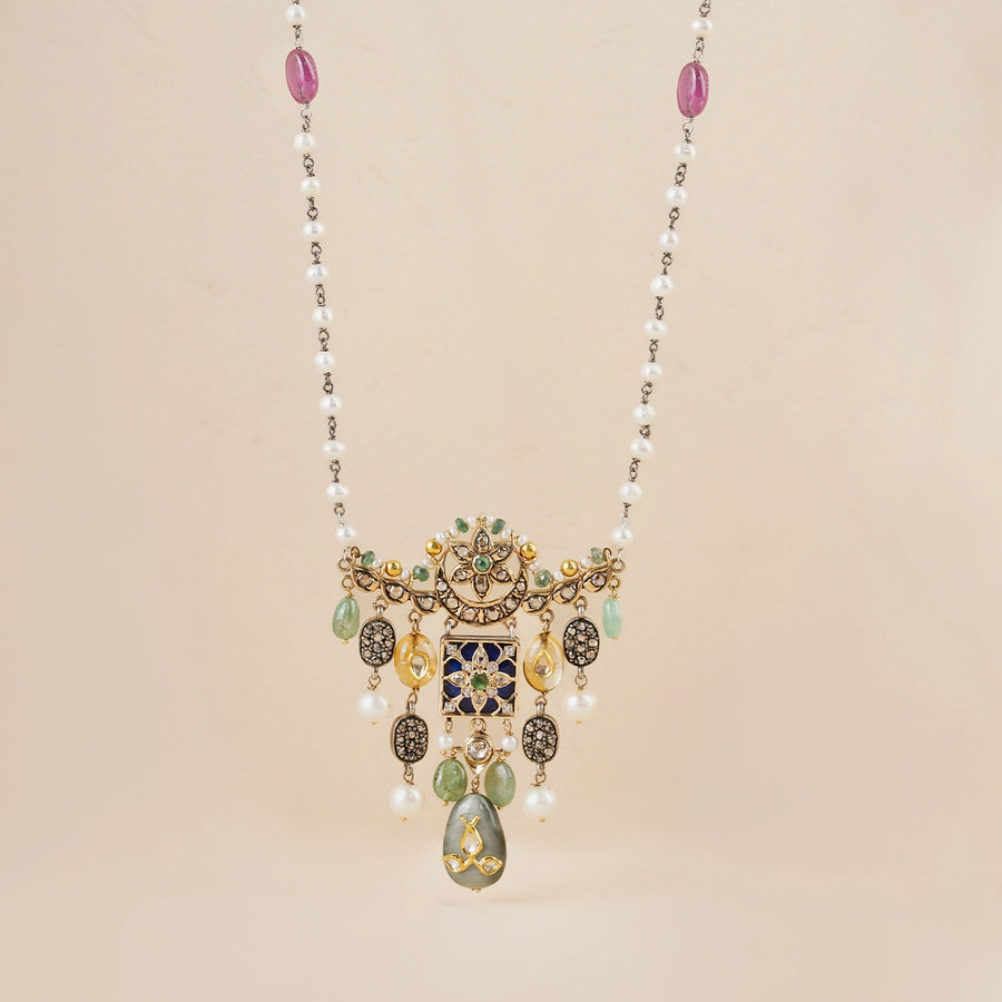 Arya Cobalt Blue Brooch and Necklace