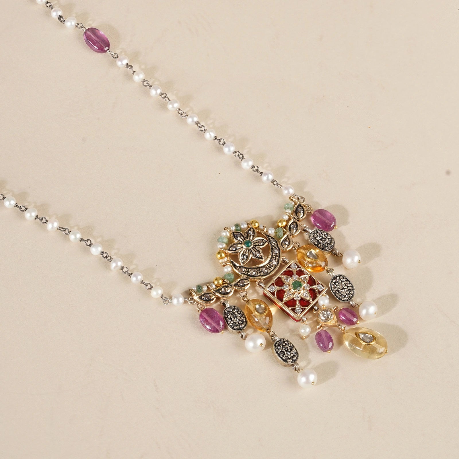 Arya Scarlette Brooch and Necklace