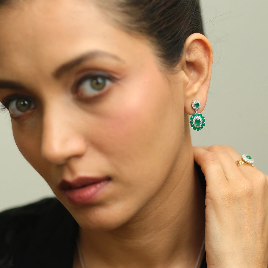 Azure Emerald Drop Earrings